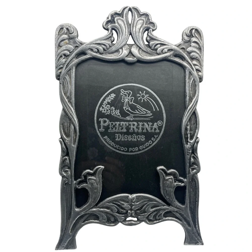 Art Nouveau style Vtg‎ pewter/metal picture frame Argentina  Peltrina Diseños.